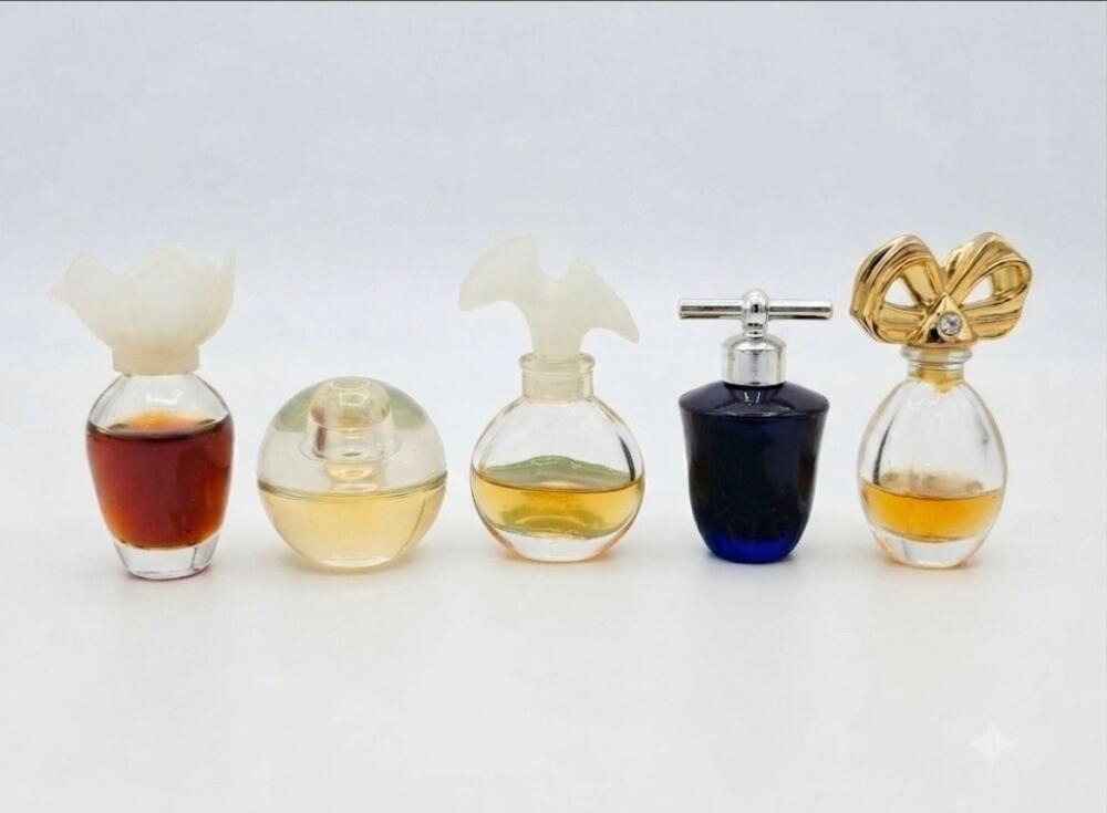 Collection Of 5 Miniature Glass Perfume Bottles